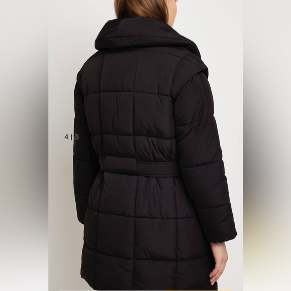 Black belted padded coat - Picture 3 of 7